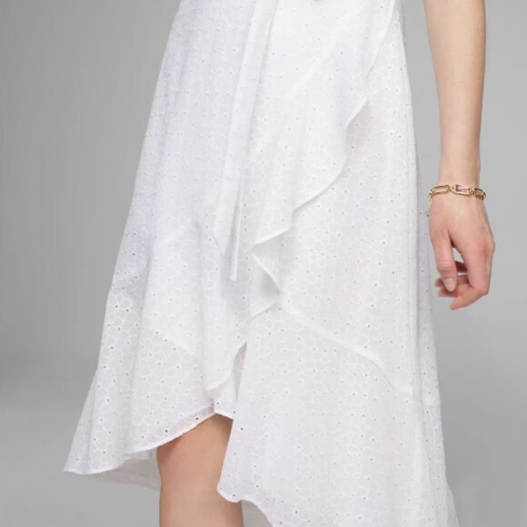 COPY - White House Black Market Eyelet Wrap Dress White Sz 6 (Never Worn/NO TAG… - Picture 2 of 4